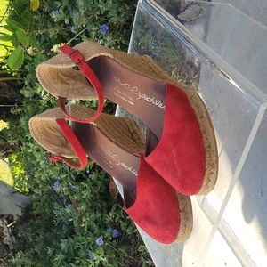 Vintage orange suede wedges